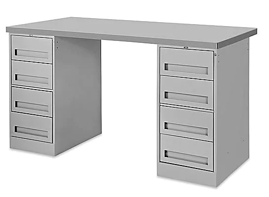 MESA DE TRABAJO CON PEDESTAL 4 CAJONES H-2171-STEEL